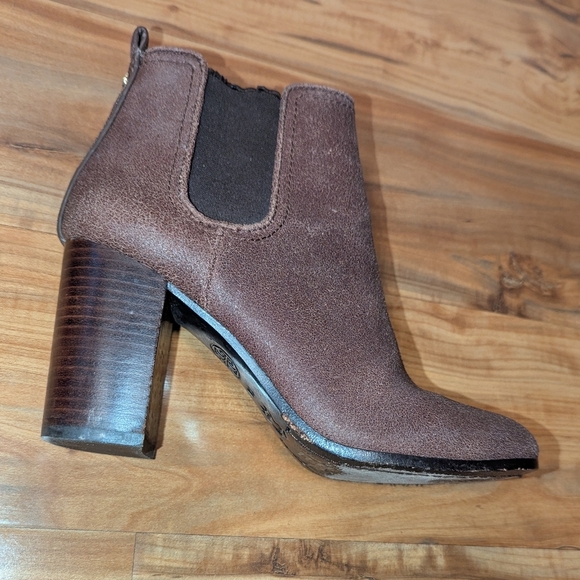 Tory Burch Leather Chelsea Boot Mocha Brown Heel Booties Women's 7 Western Boho - Picture 12 of 12